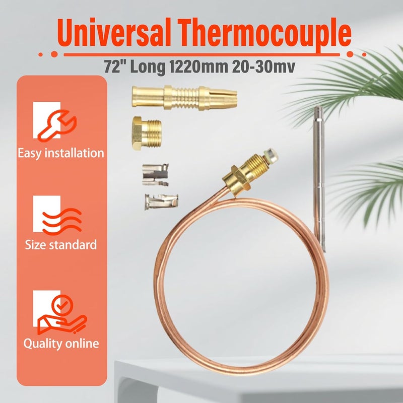 ActyGo Replacement Heater Burner Oven Universal 72" Long 1220mm 20-30mv 1980-072 Snap-Fit Replacement Thermocouple fits Robertshaw Blodgett Montague etc. - Image 4
